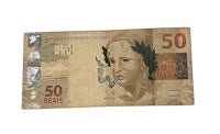 a 50 reais banknote with a woman's face on it